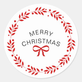 ホワイト&レッド・メリーモダン・クリスマス ラウンドシール