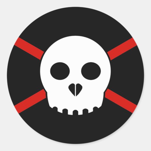 ホワイト&レッドX-スカルステッカー ラウンドシール (正面)