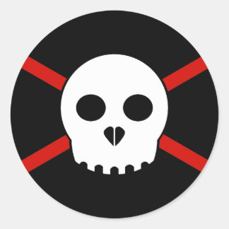 ホワイト&レッドX-スカルステッカー ラウンドシール