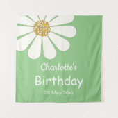 ホワイト レトロ モダン ダイシー フラワー カスタム 誕生日 タペストリー (正面)