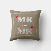 ホワイト・レースの言葉、アート・レッド・バターフライズ氏 クッション (裏面)