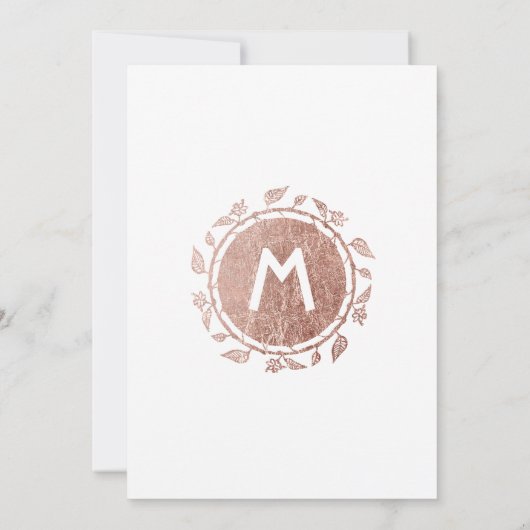 ホワイト·ロエレガントーズ·金ゴールド·フローラ·ウェディング·インサイト 招待状 (裏面)