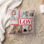 ホワイト ロマンチック ラブ 4 枚の写真 コラージュ バレンタインデー クッション (ブランケット)