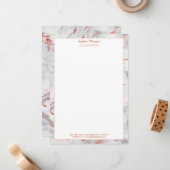 ホワイト＆ローズゴールド大理石のボーダー、名前情報 ノートカード (正面/裏面インサイチュ)