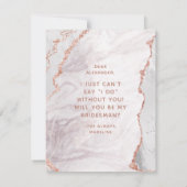 ホワイト＆ローズゴールド アゲート あなたは私のブライズマンになってくれる？ 招待状 (裏面)