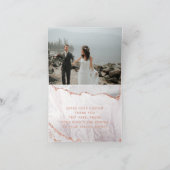 ホワイト&ローズゴールド アゲート マーブル 誕生石 結婚式写真 サンキューカード (内部)