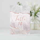 ホワイト&ローズゴールド アゲート 彫金 ウェディング テーブル ナンバー 招待状 (スタンド正面)