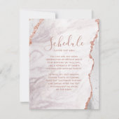 ホワイト＆ローズゴールド アゲート 結婚式スケジュール カード (正面)