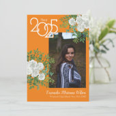 ホワイト・ローズ・オレンジ・フォト卒業発表 招待状 (スタンド正面)