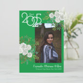 ホワイト・ローズ・グリーン写真卒業発表 招待状 (スタンド正面)