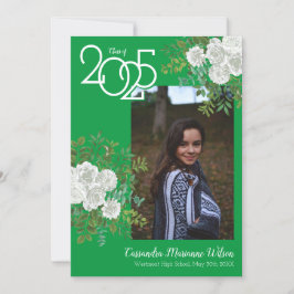 ホワイト・ローズ・グリーン写真卒業発表 招待状