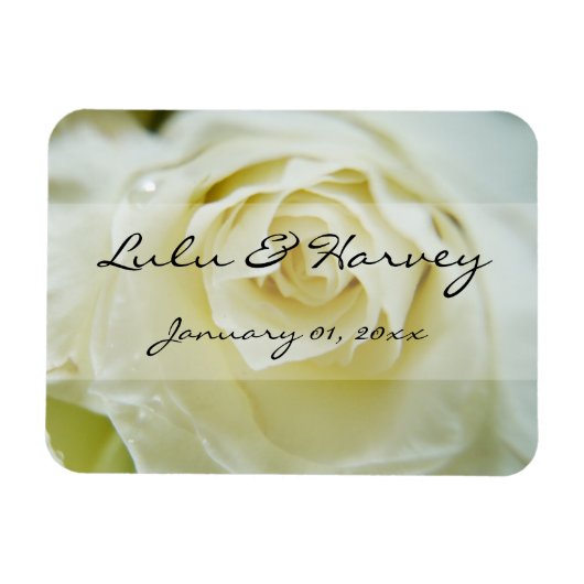 ホワイト・ローズ・パー結婚ソナル マグネット (横)