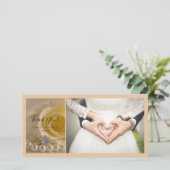 ホワイト・ローズ、リングや輪と結婚真珠の感謝 サンキューカード (スタンド正面)