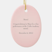 ホワイト・ヴァイオリンまたはヴァイオラと弓カスタムのピンク音楽 セラミックオーナメント (裏面)