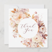 ホワイト ヴィンテージ フローラル オータム ベイビー シャワー サンキューカード (正面)