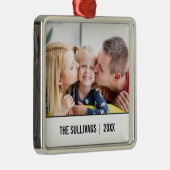 ホワイト|写真モダンとカスタムの文字 メタルオーナメント (右)