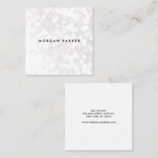 ホワイト《写真》ぼけ味グリッタースクエア スクエア名刺 (正面/裏面)