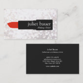 ホワイト《写真》ぼけ味メイクアップアーティストリップスティックロゴ美しい 名刺 (正面/裏面)