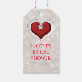 ホワイト《写真》ぼけ味レッドバレンタインズグラムハートのお気に入り ギフトタグ