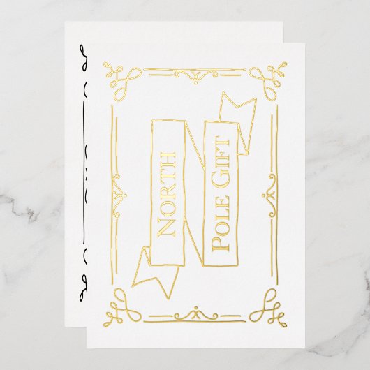 ホワイト 北極 贈り物証明書 箔シーズンカード (正面/裏面)