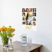 ホワイト 卒業式 K–12 フォト コラージュ 太字 本物のゴールド 箔ポスター (レイダウン (キッチン))