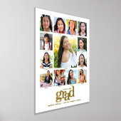 ホワイト 卒業式 K–12 フォト コラージュ 太字 本物のゴールド 箔ポスター (レイダウン)