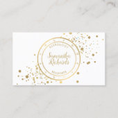 ホワイト〔占星術の〕十二宮図星占い金ゴールド星 名刺 (正面)