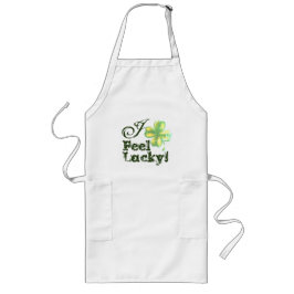 ホワイト、感じラッキー、シャムロック ロングエプロン