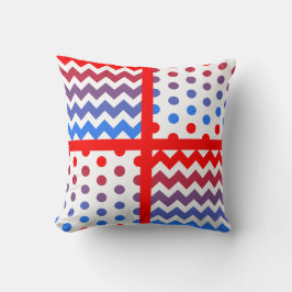 ホワイト/数々のカラー山形/水玉模様装飾用クッション#1 クッション