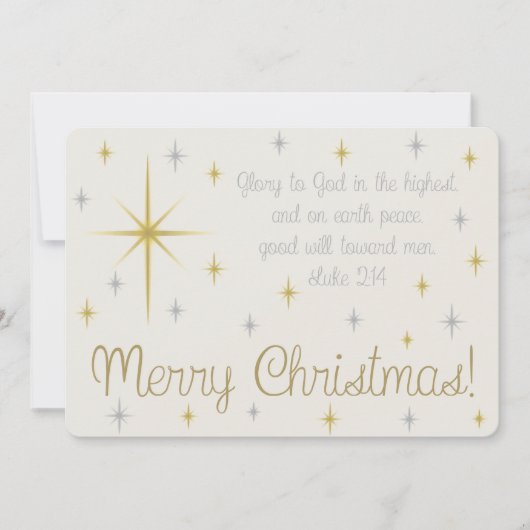 ホワイト・星空の夜のクリスマスカード シーズンカード (正面)