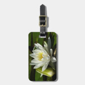 ホワイト《植物》スイレンとバドフローラ ラゲッジタグ (正面縦)