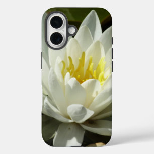 ホワイト《植物》スイレンとバドフローラ iPhone 16ケース