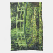 ホワイト《植物》スイレンバイクロード・モネ，ヴィンテージ・アート キッチンタオル (縦)