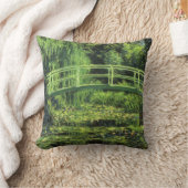 ホワイト《植物》スイレンバイクロード・モネ，ヴィンテージ・アート クッション (ブランケット)