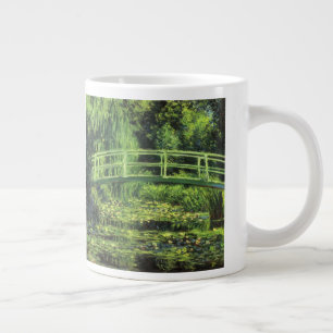 ホワイト《植物》スイレンバイクロード・モネ,ヴィンテージ・アート ジャンボコーヒーマグカップ