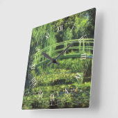 ホワイト《植物》スイレンバイクロード・モネ，ヴィンテージ・アート スクエア壁時計 (傾斜)