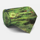 ホワイト《植物》スイレンバイクロード・モネ，ヴィンテージ・アート ネクタイ (ロール)