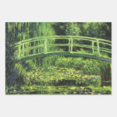 ホワイト《植物》スイレンバイクロード・モネ，ヴィンテージ・アート ラッピングペーパーシート (正面2)