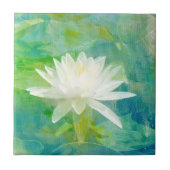 ホワイト《植物》スイレン花 タイル (正面)