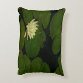 ホワイト《植物》スイレンI平和花の写真 アクセントクッション (裏面(縦))