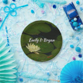 ホワイト《植物》スイレンI平和花の写真 ペーパープレート (パーティー)