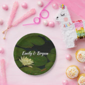 ホワイト《植物》スイレンI平和花の写真 ペーパープレート (パーティー)