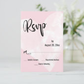 ホワイト+水彩+ハート+パステルピンクの結婚式RSVP 出欠カード (スタンド正面)