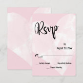 ホワイト+水彩+ハート+パステルピンクの結婚式RSVP 出欠カード (正面/裏面)