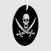ホワイト、海賊フラッグCalico Jack、スカル&カトラス オーナメント (正面)