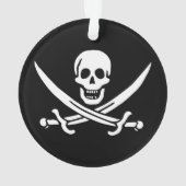 ホワイト、海賊フラッグCalico Jack、スカル&カトラス オーナメント (裏面)