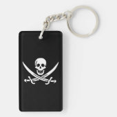 ホワイト、海賊フラッグCalico Jack、スカル&カトラス キーホルダー (裏面)