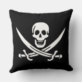ホワイト、海賊フラッグCalico Jack、スカル&カトラス クッション (裏面)