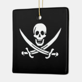 ホワイト、海賊フラッグCalico Jack、スカル&カトラス セラミックオーナメント (左)