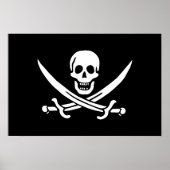 ホワイト、海賊フラッグCalico Jack、スカル&カトラス ポスター (正面)